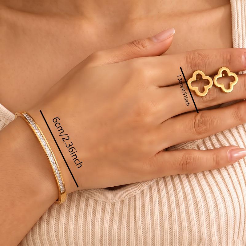 3pc Unisex 18K Golden Plated Bracelet and Earrings Set